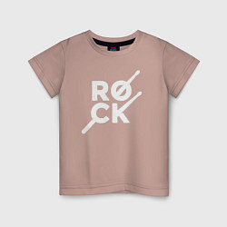 Футболка хлопковая детская Rock drummer, цвет: пыльно-розовый