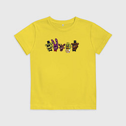 Футболка хлопковая детская FNAF головы, цвет: желтый