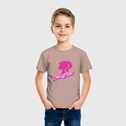 Футболка хлопковая детская Дочь - силуэт Барби, цвет: пыльно-розовый — фото 2