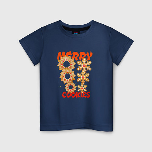 Детская футболка Счастливые рождественские печеньки / Тёмно-синий – фото 1