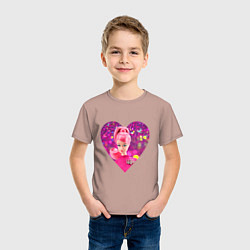 Футболка хлопковая детская Барби сердечко, цвет: пыльно-розовый — фото 2