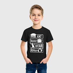 Футболка хлопковая детская Eat sleep guitar, цвет: черный — фото 2