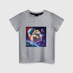 Футболка хлопковая детская Толстый кот в космосе, цвет: меланж