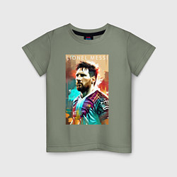 Футболка хлопковая детская Lionel Messi - football - striker, цвет: авокадо