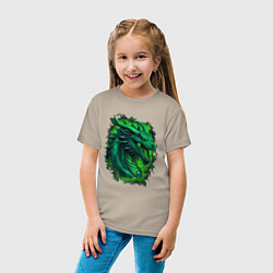 Футболка хлопковая детская Дракон 2024 зеленый, цвет: миндальный — фото 2