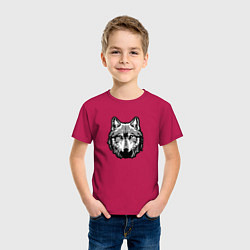 Футболка хлопковая детская Абстрактный волк, цвет: маджента — фото 2
