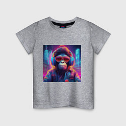 Футболка хлопковая детская Антропоморфная обезьяна, цвет: меланж