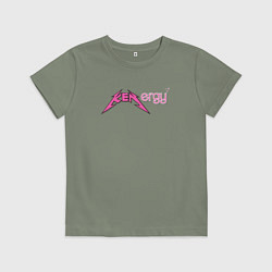 Футболка хлопковая детская Kenergy - metallica and barbie style, цвет: авокадо