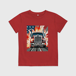 Футболка хлопковая детская Американский грузовик, цвет: красный