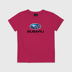 Футболка хлопковая детская Subaru sport auto, цвет: маджента