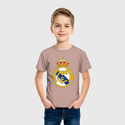 Футболка хлопковая детская Real madrid fc sport, цвет: пыльно-розовый — фото 2