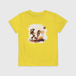 Футболка хлопковая детская Кофейные футболисты, цвет: желтый