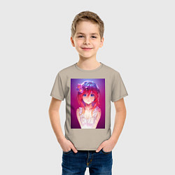 Футболка хлопковая детская Anime Girl refflex, цвет: миндальный — фото 2