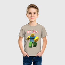 Футболка хлопковая детская Roblox бегущий персонаж, цвет: миндальный — фото 2