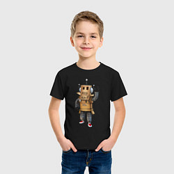 Футболка хлопковая детская Roblox робот машет, цвет: черный — фото 2