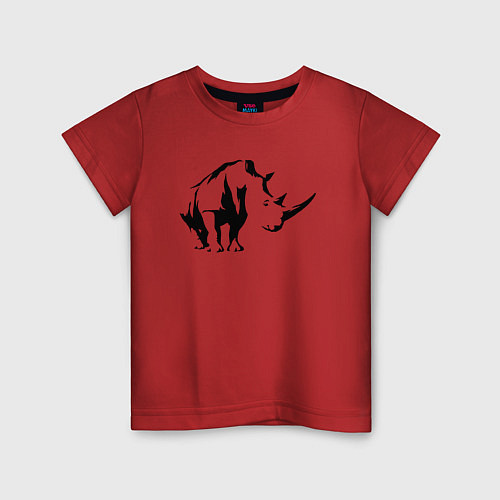 Детская футболка Носорог в перспективе / Красный – фото 1