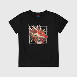 Футболка хлопковая детская Christmas red dragon, цвет: черный