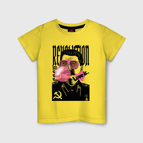 Детская футболка Сталин любовь революция и жвачка / Желтый – фото 1