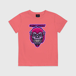 Футболка хлопковая детская Purple crazy monkey, цвет: коралловый