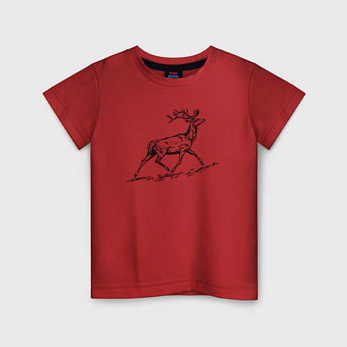 Детская футболка Олень бежит на гору / Красный – фото 1