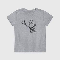 Футболка хлопковая детская Голова оленя краской, цвет: меланж