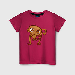 Футболка хлопковая детская Удивлённая обезьянка, цвет: маджента