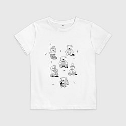 Футболка хлопковая детская Мишки - раскраски, цвет: белый