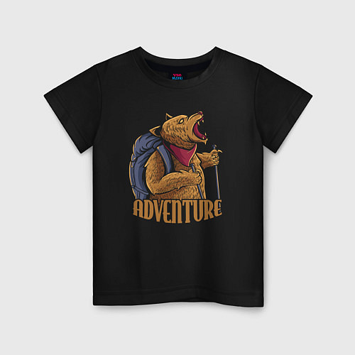 Детская футболка Приключения медведя / Черный – фото 1