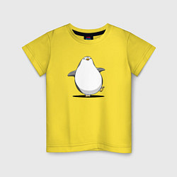 Футболка хлопковая детская Мультяшный пингвин шагает, цвет: желтый