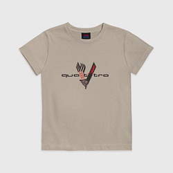 Футболка хлопковая детская Audi quattro logo, цвет: миндальный