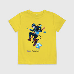 Футболка хлопковая детская Рин из аниме синий экзорцист, цвет: желтый
