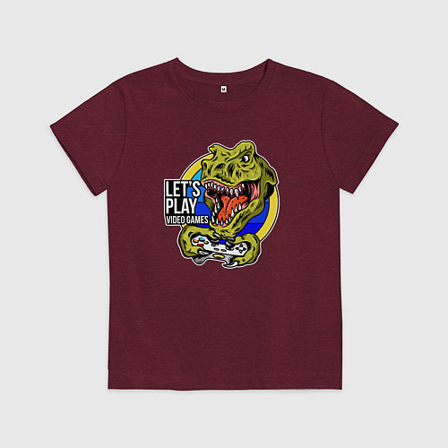 Детская футболка Lets play video games quote / Меланж-бордовый – фото 1