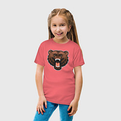 Футболка хлопковая детская Злой гризли, цвет: коралловый — фото 2