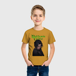 Футболка хлопковая детская Shadowheart - baldurs gate 3 - зеленый, цвет: горчичный — фото 2