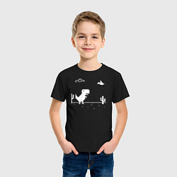 Футболка хлопковая детская Динозавр гугл хром Дино, цвет: черный — фото 2