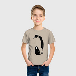 Футболка хлопковая детская Пингвин с пингвинёнком, цвет: миндальный — фото 2