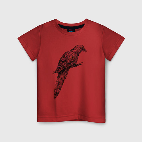 Детская футболка Попугай с цветком / Красный – фото 1