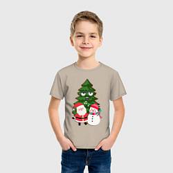 Футболка хлопковая детская Весёлый новый год, цвет: миндальный — фото 2