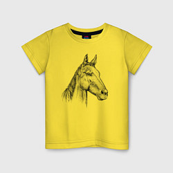 Футболка хлопковая детская Голова коня, цвет: желтый