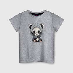 Футболка хлопковая детская Грустная панда, цвет: меланж
