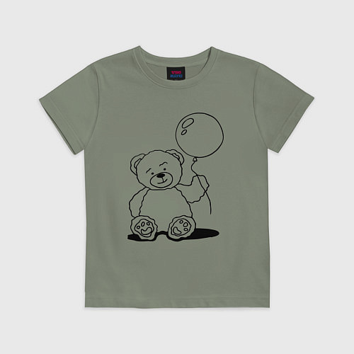 Детская футболка Мишка с воздушным шариком - раскраска / Авокадо – фото 1