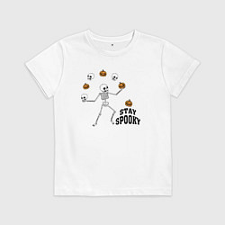 Футболка хлопковая детская Stay spooky, цвет: белый