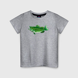 Футболка хлопковая детская Зелёная рыбка, цвет: меланж