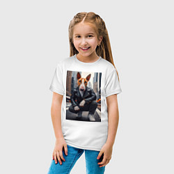 Футболка хлопковая детская Булли на улице Нью-Йорка - нейросеть, цвет: белый — фото 2