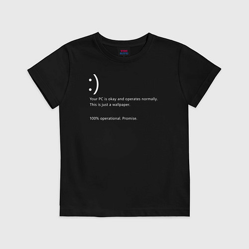 Детская футболка Синий экран windows / Черный – фото 1