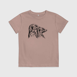 Футболка хлопковая детская Пара сурикатов, цвет: пыльно-розовый