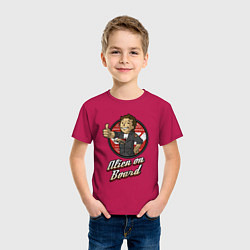 Футболка хлопковая детская Fallout - vault girl, цвет: маджента — фото 2