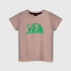 Футболка хлопковая детская Green beach volleyball, цвет: пыльно-розовый