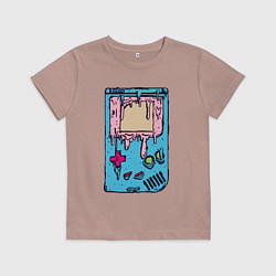Футболка хлопковая детская Gameboy психоделика, цвет: пыльно-розовый