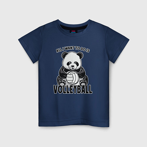 Детская футболка Panda volleyball / Тёмно-синий – фото 1